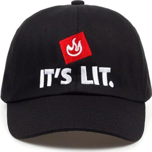 100% Cotton Flame ITS LIT. Dad Hat Summer Baseball Caps LIT Snapback Fashion Adjustable Unisex Couple Women Men Sports Cap