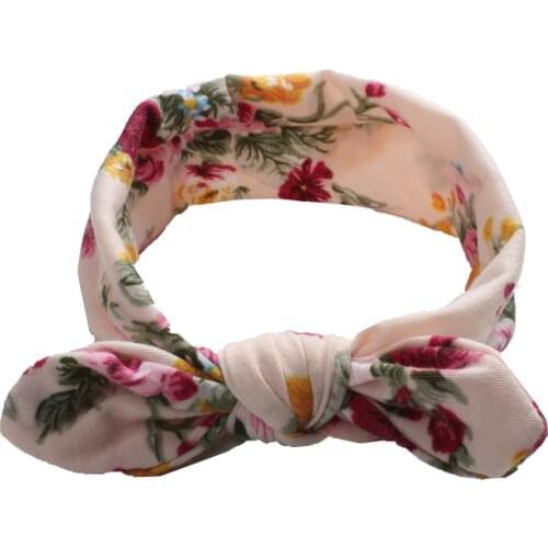 10pc Wholesale 2018 Girls Turban Rabbit Ears Headband Cute Girl Flower Cotton Hairband Kids BowKnot Head Wrap Hair Accessories
