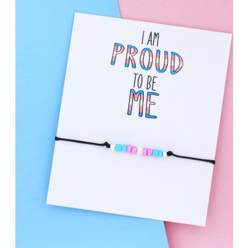 Rainbow Pride Wish Bracelet Transgender Pride Beads Bracelet LGBT Bisexual Jewelry Women Men Transgender Pride Bracelet Gift