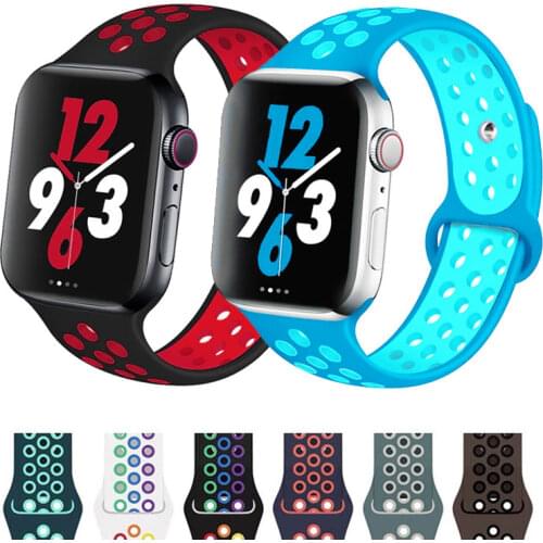Breathable Strap For Apple Watch Band 44mm 40mm IWatch Series 3 4 5 SE 6 Silicone Belt Correa for Apple Watch Bracelet 38mm 42mm