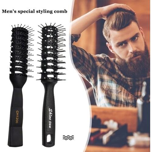 Men Plastic Vent Hair Brush Comb Anti-Static High Temperature Resistant Rib Comb Fluffy Men Modeling Hair Massage Brush