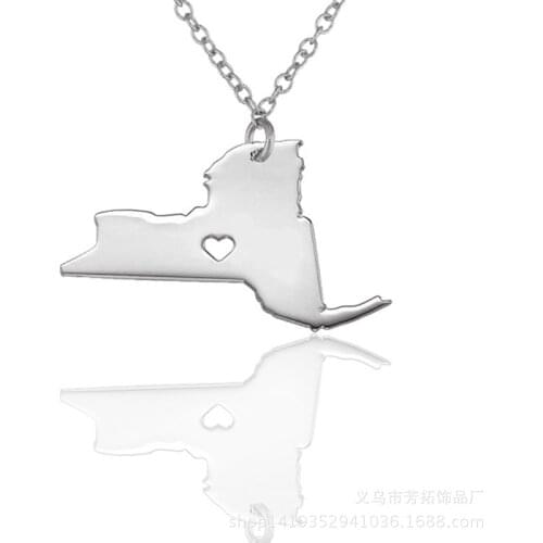 New York state, the United States map necklace, stainless steel trade selling trend jewelry, new fashion popular