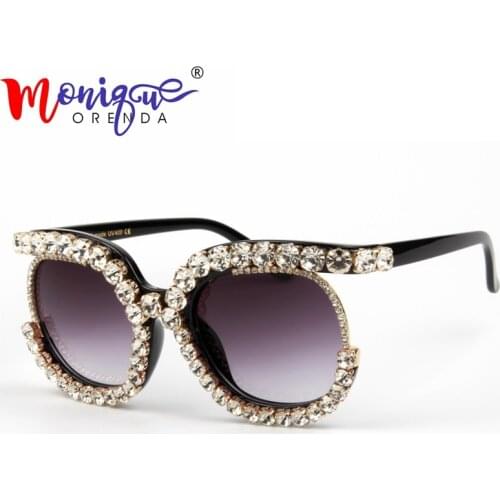 Oversized Women Sunglasses Luxury Brand Cat Eye glasses half frame Rhinestone Sunglasses men Vintage shades Oculos UV400