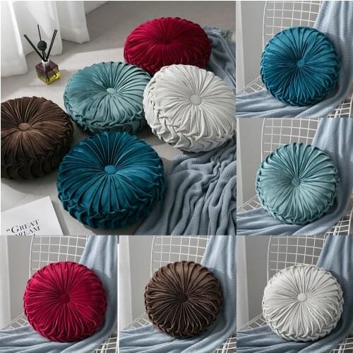 Corduroy Cushion Pad Velvet Pleated Round Pillow Couch Cushion Floor Pillow Throw Sofa Decor Pillow For Decor Home Office