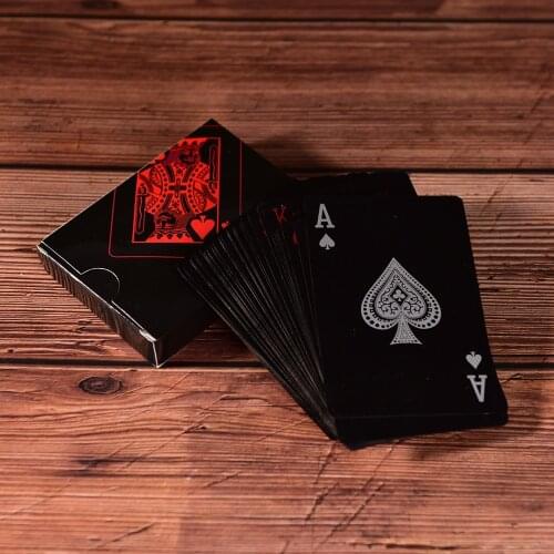 1 SET Waterproof Playing Cards Plastic Cards Collection Black Poker Cards Creative Gift Standard Playing Cards Poker