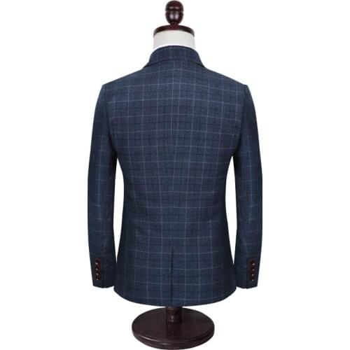 High Quality Mens Suits With Pants Designers 2020 Slim Fit Plaid Business Casual Costume Homme 3 Pieces Wedding Suits For Men