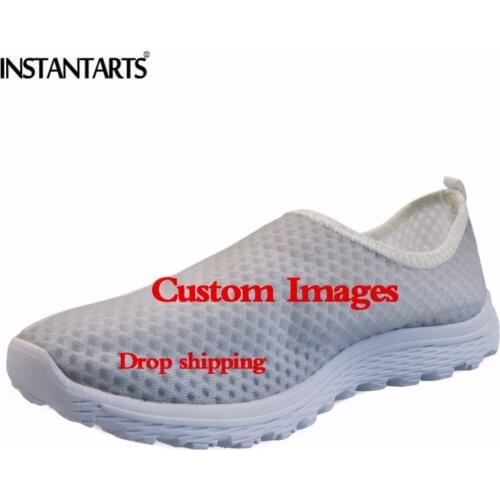 INSTANTARTS Womens Slip On Flat Shoes Summer Breathable Mesh Sneakers Custom Images Water Shoes Drop Shipping and Wholesale