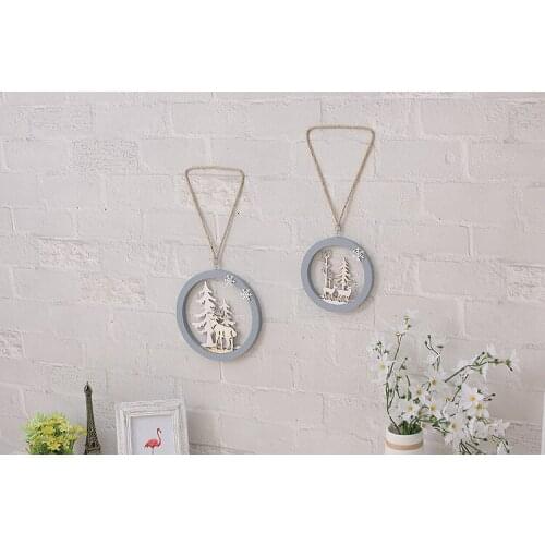 1PC Nordic Europe Wall Decoration Round Wooden Hanging Pendant Hemp Rope Deer Buck Stag Doe Window Hanging Decoration JL 224