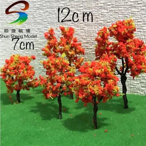 10pcs 4-12cm High Construction Sand Table Model Scene Model Tree Red&Yellow Green Color Wire Tree