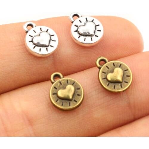 10x8mm 30pcs Antique Bronze Plated Heart Handmade Charms Pendant:DIY for bracelet necklace-P5-10