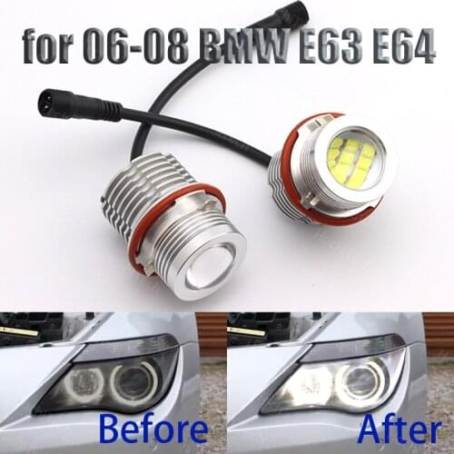 120W for 2006 2007 2008 BMW 6-series E63 E64 M6 LED Angel Eyes Ring Marker Light Bulbs White 6000K Car Accessories