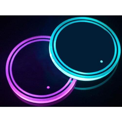 2.6 inche Universal LED Car Cup Holder RGB Light Mat Pad Drink Coaster Interior Decoration Decorative Lamp