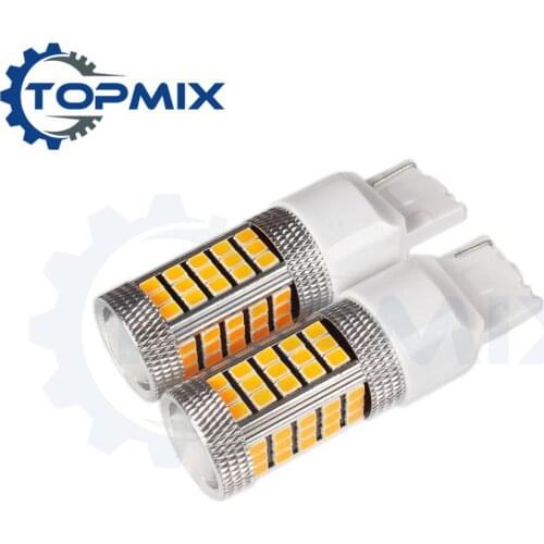 2pcs T20 W21W 7440 63 smd 2835 LED Car Brake light bulb WY21W Amber Turn Signal Yellow Parking lights Auto Fog Lamps 12V