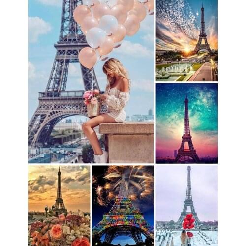 5D Diy Diamond Painting Paris Tower Landscape Cross stitch Kit Full Drill Square Embroidery Mosaic Picture of Rhinestones Decor