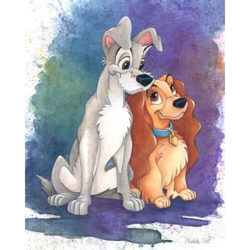 DIY 5D Diamond Mosaic Square Diamond Painting Cross Stitch Two Puppies Kit Diamonds Embroidery Round Drill Home Decoration