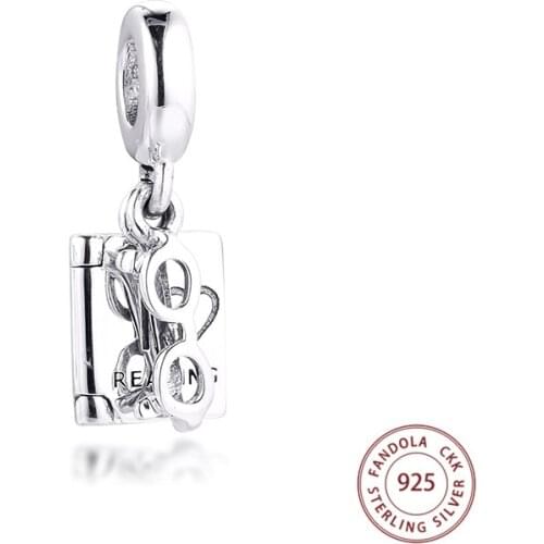 Authentic 925 Sterling Silver Love Reading Dangle Charms Beads for Jewelry Making Fit Europe Bracelets DIY Jewellery Accessories
