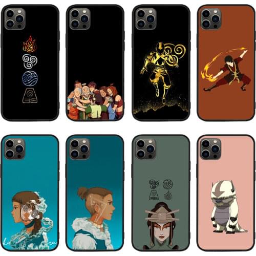 For iPhone Avatar The Last Airbender Legend of Korra Elements Fire Air Water Earth Cycle soft TPU border Apple iPhone Case