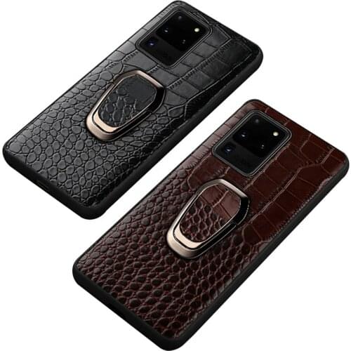 Magnetic Ring Holder Case for Samsung Galaxy S20 Note 20 Ultra S20 Plus Genuine Leather Shockproof Cover for Samsung A71 A51 A50