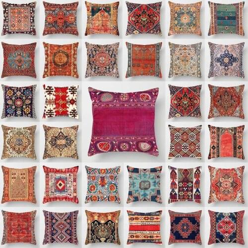 Ethnic Persian Pattern Decorative Pillow Cover Turkish Middle Eastern Style Linen Sofa Cushion Cover Throw Pillowcase Home Decor