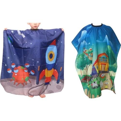 Cartoon Design Child Haircut Apron Non-Sticky Nylon Waterproof Haircut Kids Cloth for Home Use