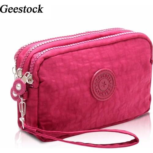 Geestock Women Purse 3 Layer Wallet for Women Wallets Clutch Phone Coin Pouch Canvas Cards ID Keys Money Bags Pocket