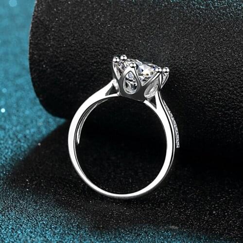 Silver Excellent Cut 3 Carat Diamond Test Past D Color Good Clarity Moissanite Ring Female Silver 925 Wedding Rings Gift Jewelry