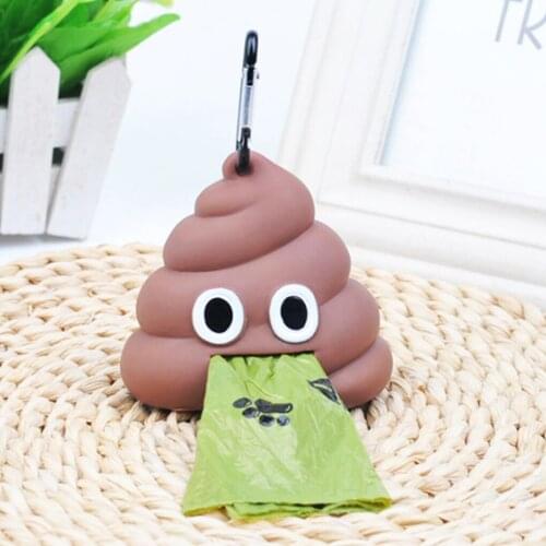 Pet Dog Poop Bag Dispenser Silicone Outdoor Portable Pet Cat Waste Storage Box Holder with 1 Roll/15 Pcs Garbage Bags