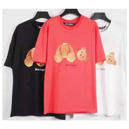 Palm Angels22SS letter patterns Men and Women Couples Bear Pattern Casual Fashion Round Neck Short Sleeve t-shirt boyfriend gift