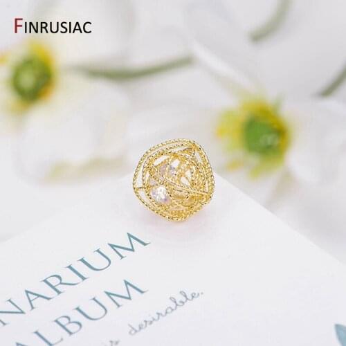 Jewellery Making Supplies 14K gold-plated copper zircon hollow ball pendant For DIY Making Earrings Charms handmade accessories