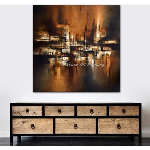 Handmade Brownish Landscape Black Modern Abstract Oil Painting On Canvas Wall Pictures Art Decorations For Living Room No Framed