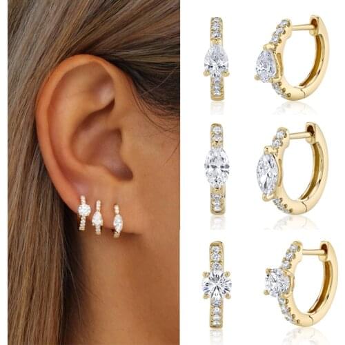 CRMYA Fashion Cubic Zirconia Cz Silver Gold Plated Hoop Earrings For Women Engagement Wedding Trendy Jewelry