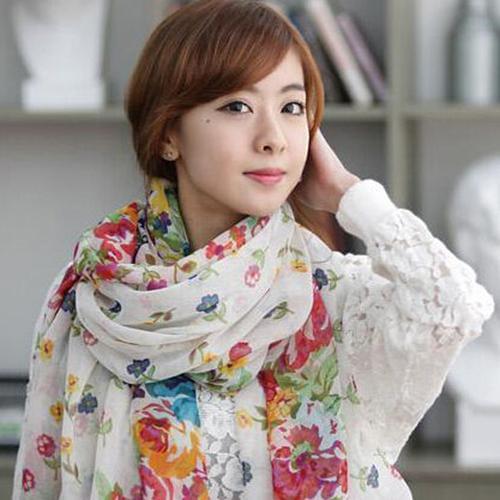 Fashion Women Flower Floral Print Soft Long Wrap Scarf Stole Shawl Xmas Gift