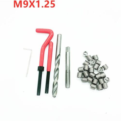 25PC M9X1.25 Thread Repair Tool Kit for Engine Block Restoring Damaged Threads Spanner Wrench Twist Drill Bit Coarse Crowbar Set