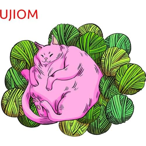 UJIOM Wall Stickers Pink Cat Wallpaper Decoration Bedroom Waterproof Windows Sticker Accessories Room Home Decor Art PVC Decals
