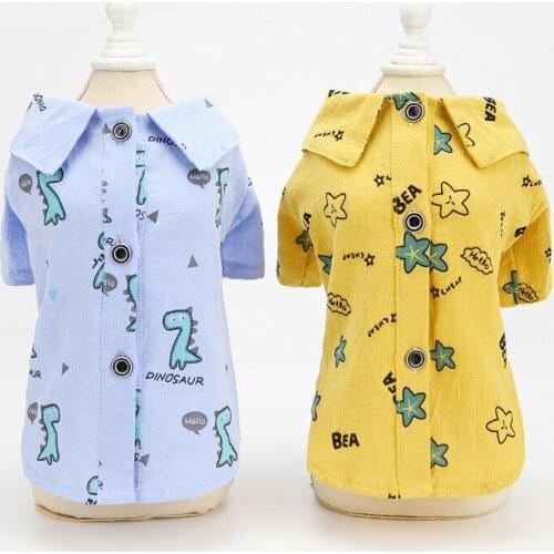 New dog clothes summer thin cartoon dinosaur shirt teddy bear small dog pet shirt dog shirt cat shirt cute clothes