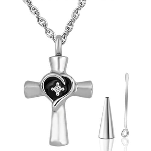 Memorial Urns Necklace Ash Casket Cremation Pendant Cross Stainless Steel Jewelry Can Open For Human/ Pet Dropshipping
