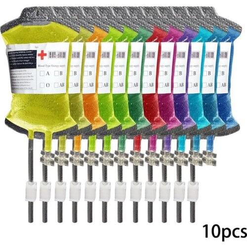 10Pcs 400ML Transparent Drink Bag With 10X Stickers Reusable Blood Energy Bag Props Halloween Decorations