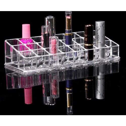 Clear Acrylic Lip Gloss Holder 24 Slots Lipstick Box Display Stand Sundry Storage Box Cosmetic Holder Makeup Organizer