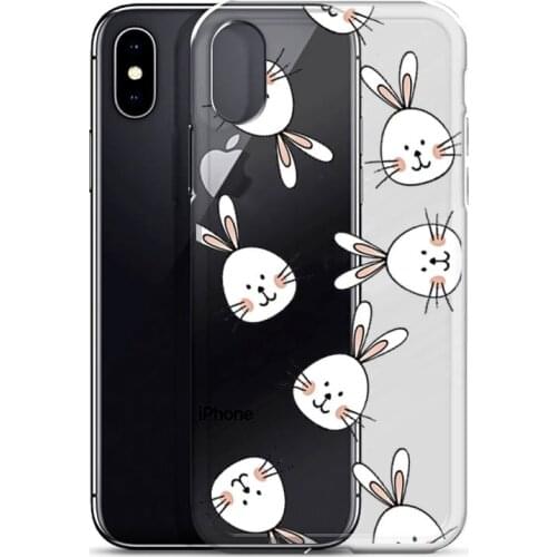 Cute Rabbit Love Hollow Girl Gift Phone Case Transparent Case For Iphone 11 12 X XR XS MAX 7 8 Plus 6s Plus 12 11 Pro Max Cover