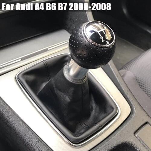 Fit For Audi A4 B6 2000-2008 Manual 5 6 Speed Car Gear Shift Shifter Knob Lever Handle Head With Leather Dust-Proof Cover