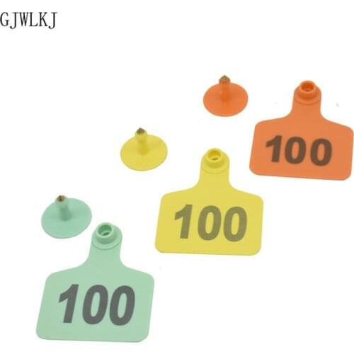 Farm Animal Cattle Earmarks 001-500 Digital ID Card Labels Cattle Ears Copper Head Earrings Animal Supplies200pcs