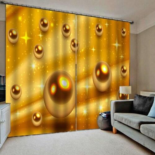 3D Blackout Curtains gold ball Photo Curtains For Living Room Bedroom Luxury KTV Hotel Home Decor Drapes
