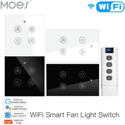 New WiFi RF Smart Ceiling Fan Light 2/3 Way Control Smart Life/Tuya APP RF Remote Speed Control Alexa Google Home Compatible