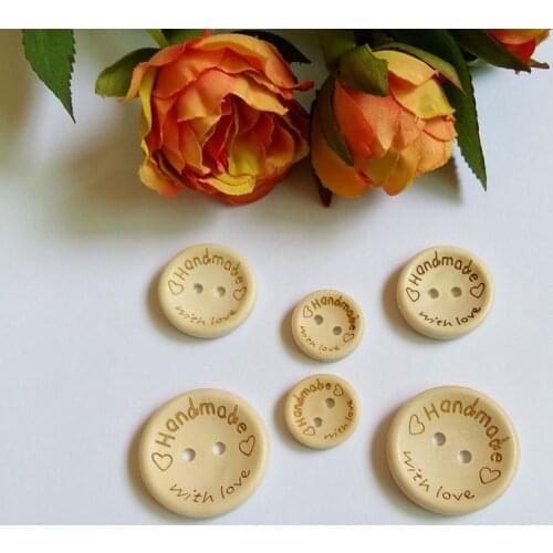 WBNNAS Mixed 3 Sizes Round Handmade Natural wood buttons 80pcs crafts and scrapbooking sewing accessories