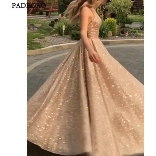 Elegant A-Line Floor-Length Scoop Sequin Evening Dress Open Back Sleeveless Evening Dresses Custom Made Vestido de noche