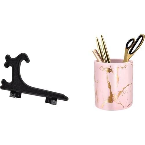 1 Pcs 3 Inch Display Easel Stand Plate Picture Frame Holder & 1 Pcs Pen Holder, Stand For Desk Marble Pattern Pencil Cup