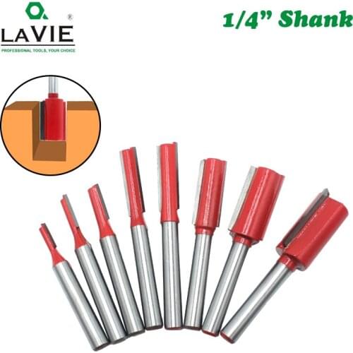 1pc 1/4" Shank 6.35mm Blade Double Flutes Straight Bit Woodworking Cutter Tool Carving Trimming Router Bit