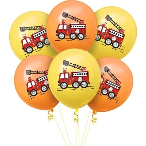10pcs Orange Yellow Fire Truck Latex Balloons For Cars Fireman Engine Theme Party Decorations Kids Birthday Decor