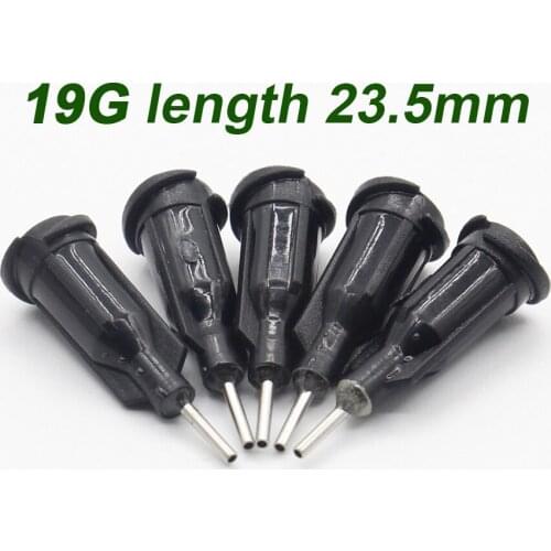 100Pc 19G length 23.5mm Precision passivated S.S. Dispense Tip with PP Safetylok hub, 0.5" Tubing Length glue dispenser needles