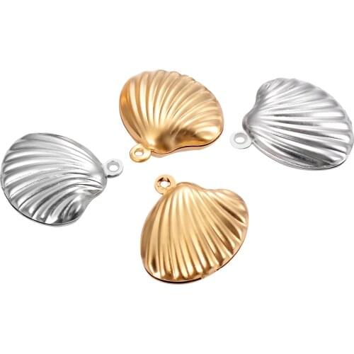 20Pcs Stainless Steel Gold Tone Sea Shell Charm DIY Hollow Jewelry Making for Necklace Bracelet Finding